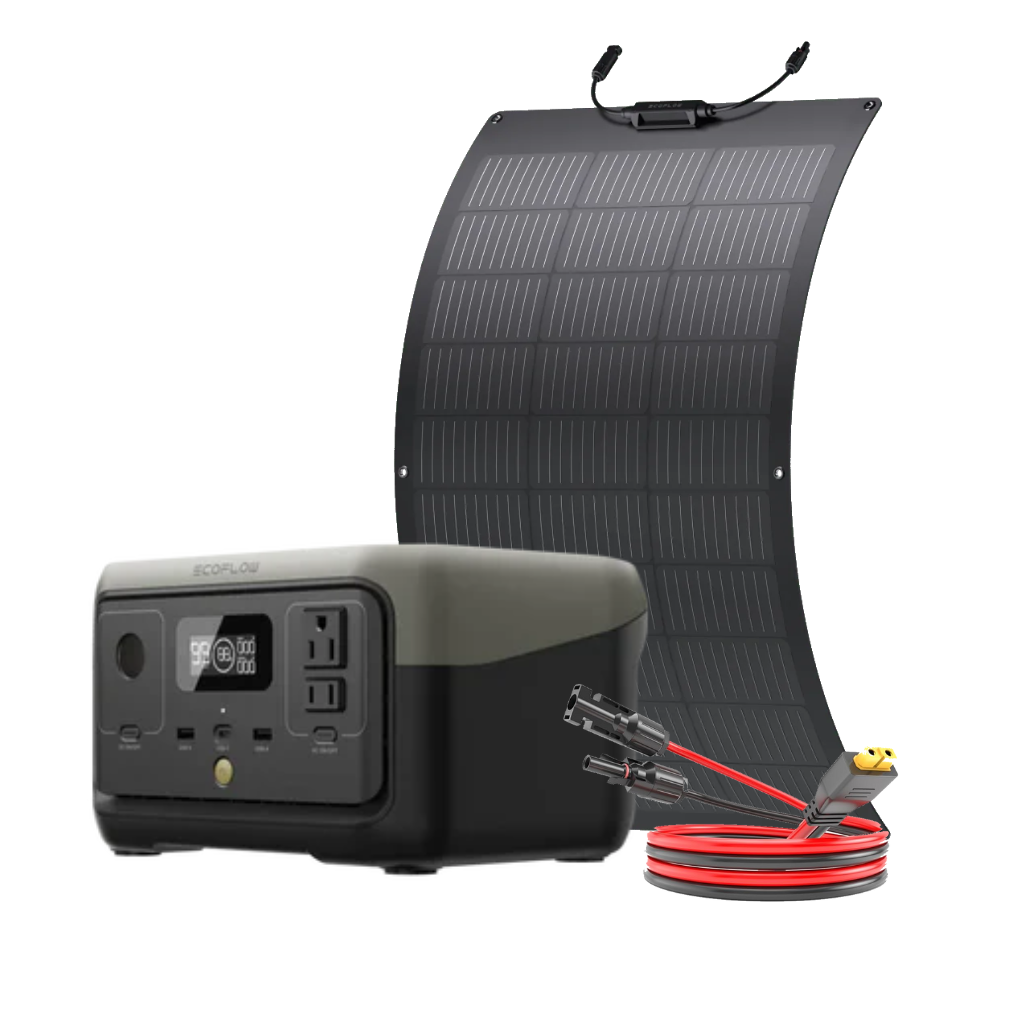 Kit Solar Portátil EcoFlow RIVER 2 300 W + Panel Flexible 100 W - Tienex Energy