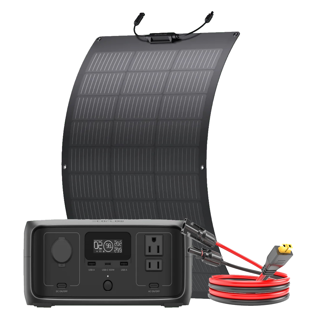 Kit Solar Portátil EcoFlow RIVER 3 300 W + Panel Flexible 100 W _2