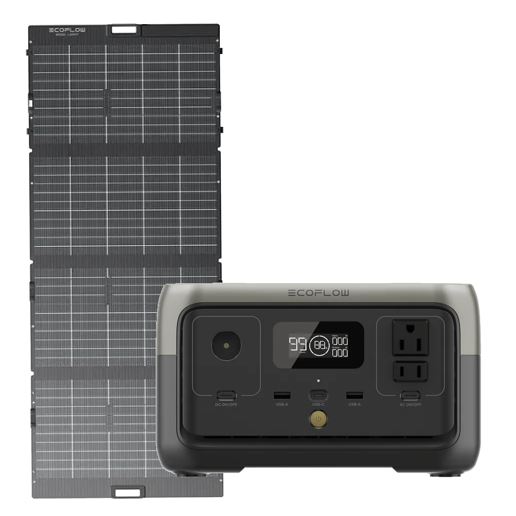 Kit Solar Portátil EcoFlow RIVER 2 300 W + Panel Solar Bifacial 110 W  - Tienex Energy, Energía de Respaldo