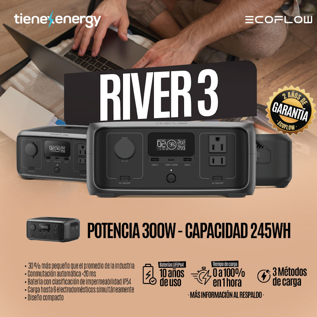 Kit Solar Portátil EcoFlow RIVER 3 300 W + Panel Solar Plegable 110 W _4