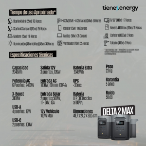 Kit Solar Portátil EcoFlow DELTA 2 MAX 2400 W + 2 Paneles Solares Flexibles de 560 W_6