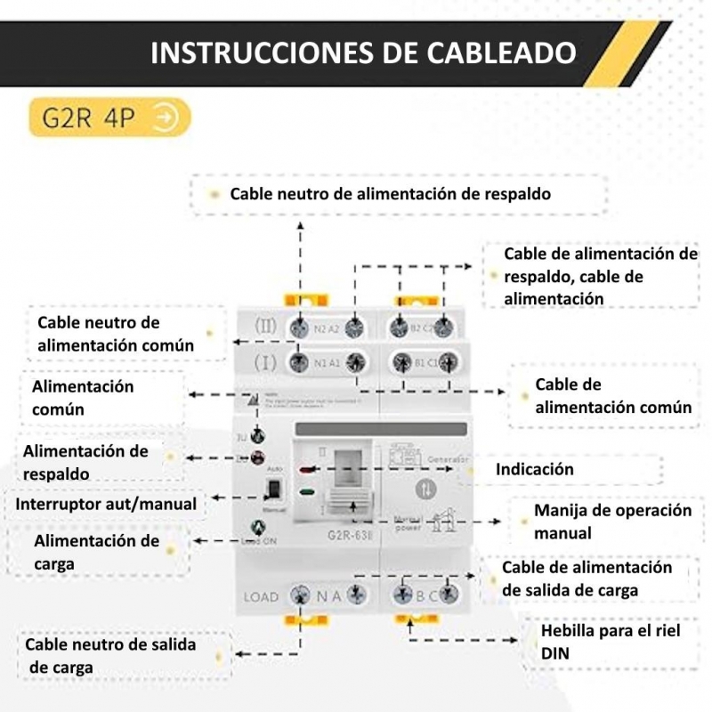 Switch de Transferencia Automático 220V ATS 4P 63A Automático/Manual _2