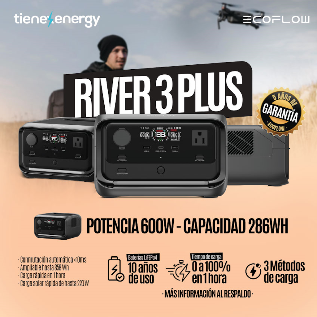 Estación de Energia Portatil Ecoflow RIVER 3 PLUS 600W Potencia 286Wh Capacidad_3