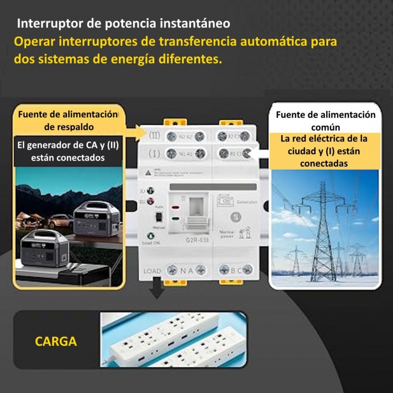 Switch de Transferencia Automático 220V ATS 4P 63A Automático/Manual _3
