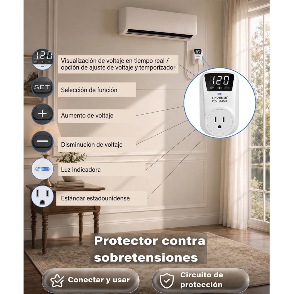 Protector De Voltaje Sinotimer 120V 15A Digital Para Electrodomésticos _5