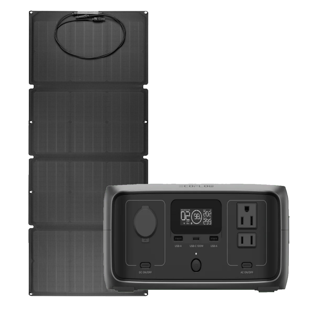 Kit Solar Portátil EcoFlow RIVER 3 300 W + Panel Solar Plegable 110 W  - Tienex Energy, Energía de Respaldo