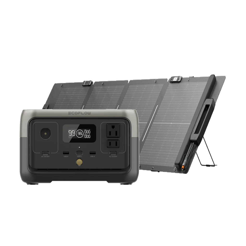 Kit Solar Portátil EcoFlow RIVER 2 300 W + Panel Solar Bifacial 110 W _2