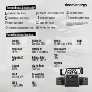 Kit Solar Portátil EcoFlow RIVER 2 PRO 800 W + Panel Solar 220 W Bifacial_5