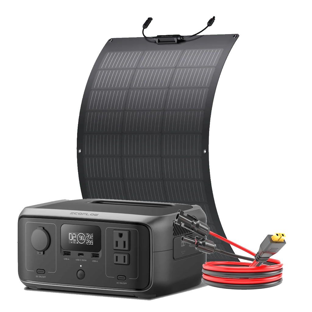  Kit Solar Portátil EcoFlow RIVER 3 300 W + Panel Flexible 100 W _1