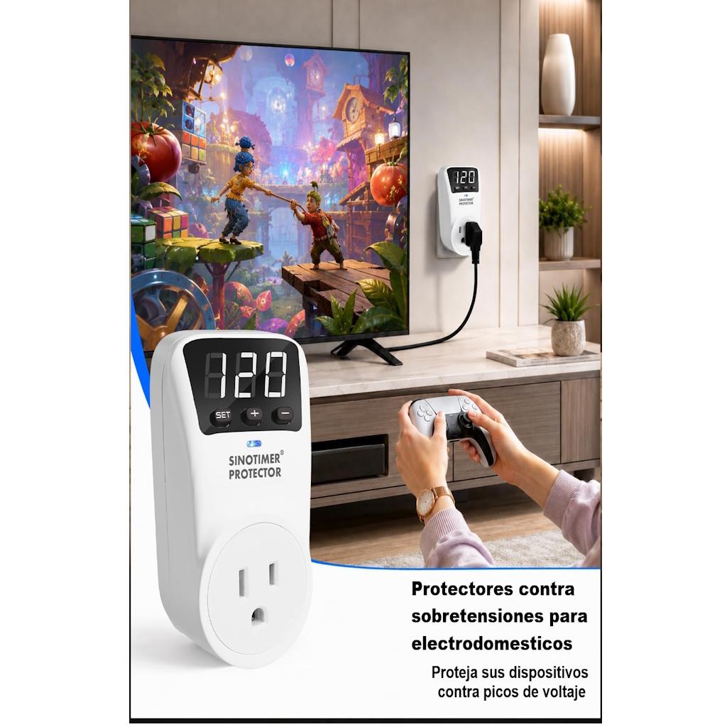 Protector De Voltaje Sinotimer 120V 15A Digital Para Electrodomésticos _2