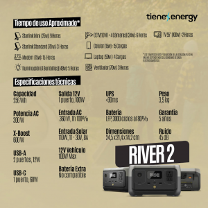 Kit Solar Portátil EcoFlow RIVER 2 300 W + Panel Solar Bifacial 110 W _5