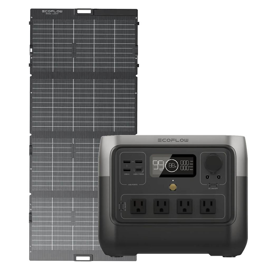 Kit Solar Portátil EcoFlow RIVER 2 PRO 800 W + Panel Solar 220 W Bifacial - Tienex Energy, Energía de Respaldo