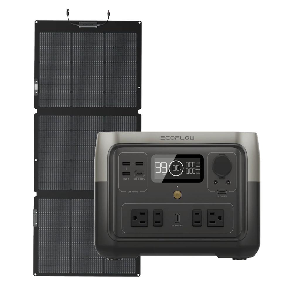 Kit Solar Portátil EcoFlow RIVER 2 MAX 500 W + Panel Solar 160 W - Tienex Energy