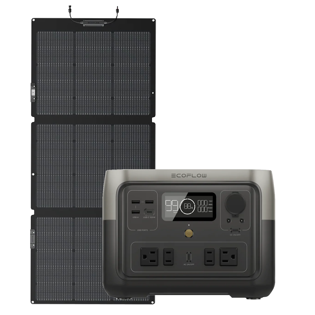 Kit Solar Portátil EcoFlow RIVER 2 MAX 500 W + Panel Solar 160 W - Tienex Energy, Energía de Respaldo