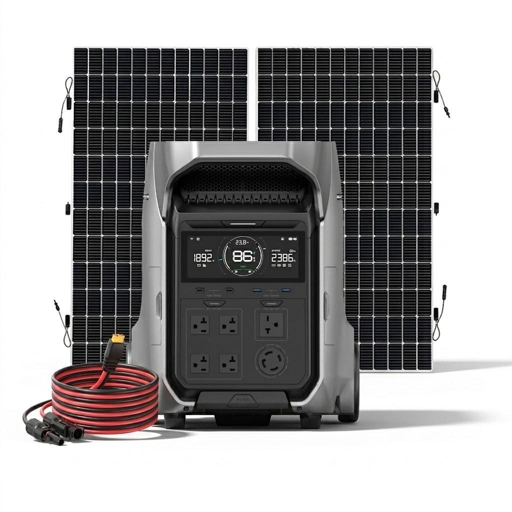 Kit Solar Portátil EcoFlow DELTA PRO 3 4000W + 2 Paneles Solares Flexibles de 560 W_2