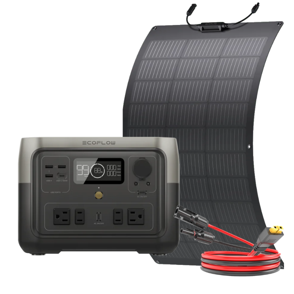 Kit Solar Portátil EcoFlow RIVER 2 Max 500 W + Panel Flexible 100 W - Tienex Energy