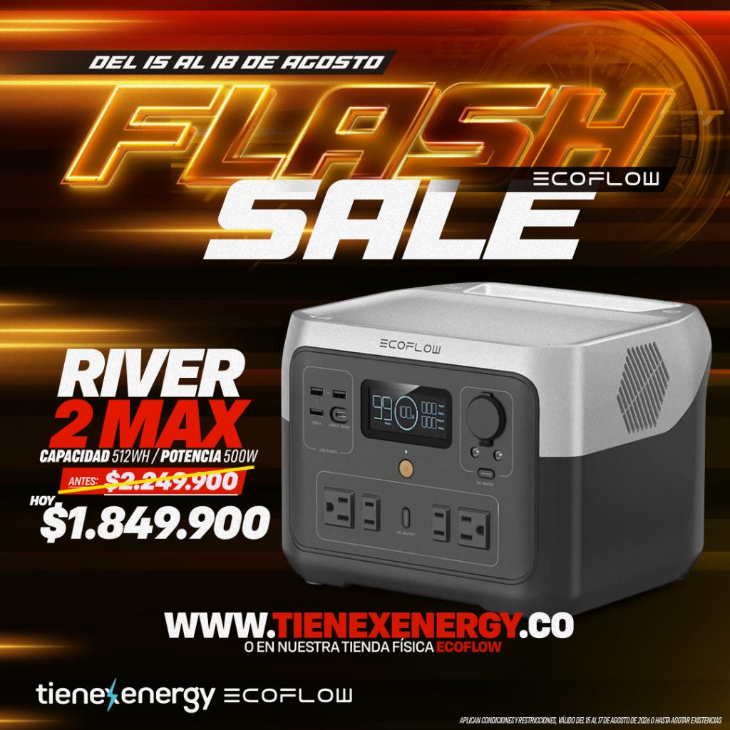 EcoFlow RIVER 2 MAX 512Wh 500W - Tienex Energy, Energía de Respaldo